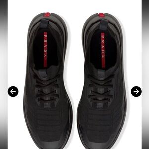 Prada Black Athletic Shoes with Red Accents